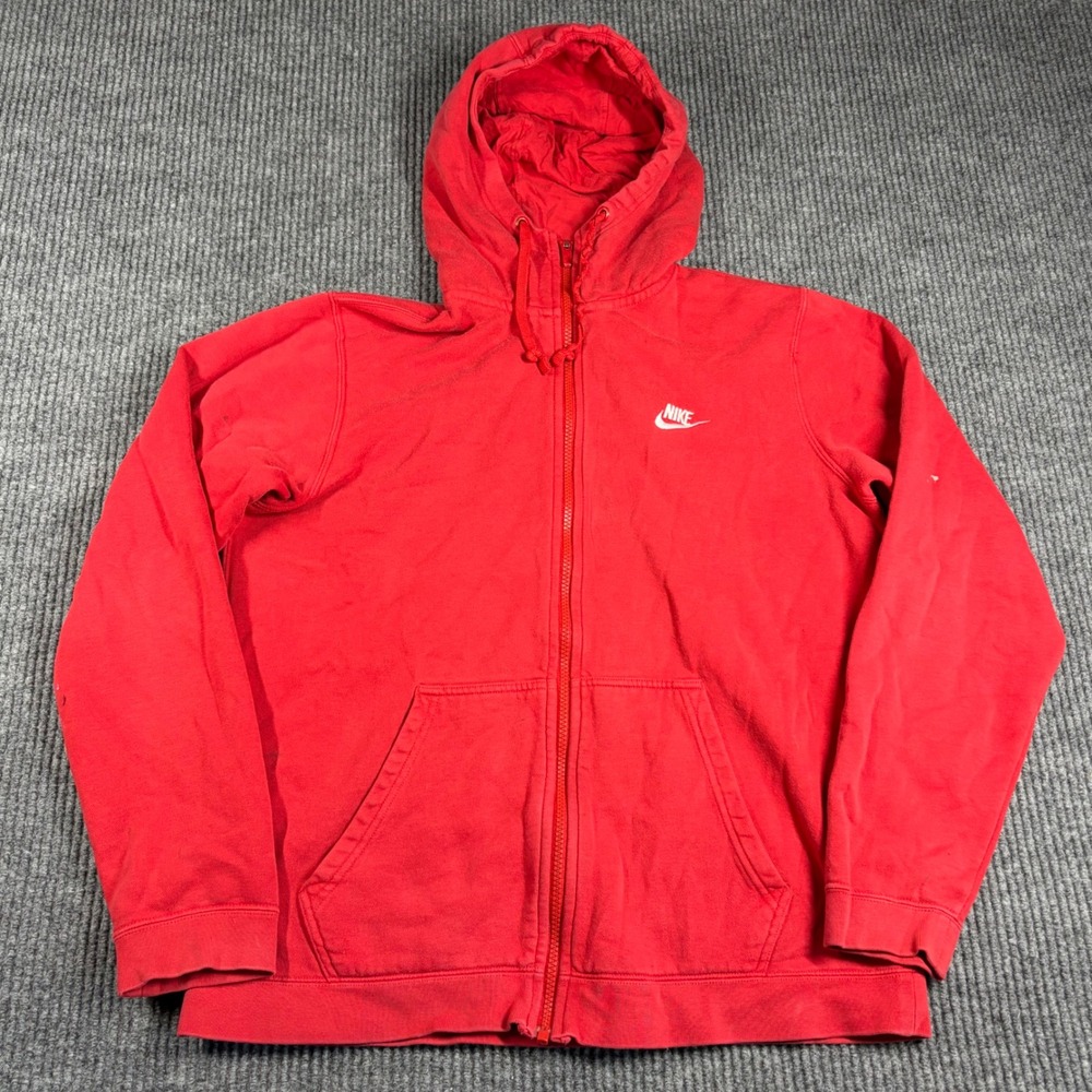 Nike Hoodie Mens M Full Zip Red Fleece Sweatshirt 804389-657